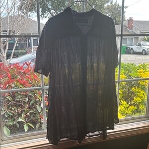 We The Free Black Sheer Button Down Shirt